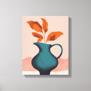 Modern Minimalist Vase with Leaves Art Print