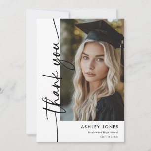 Modern Minimalist Vertical Photo Graduation Thank You Card