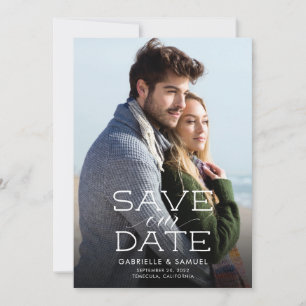 Modern Minimalist Vertical Photo Save The Date