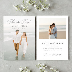 Modern Minimalist Vertical Photo Save the Date Invitation
