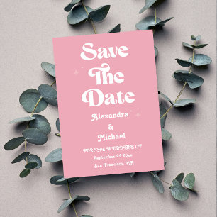 Modern Minimalist Vibrand Orange and Pink Wedding  Save The Date