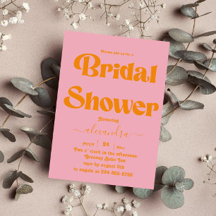 Modern Minimalist Vibrant Orange and Pink Bridal I Invitation