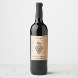 Modern Minimalist Vine Wedding Wine Label