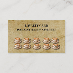 Modern Minimalist Vintage Coffee Cups Loyalty Card