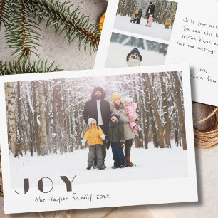 Modern Minimalist Vintage Joy religious Photo Holiday Card