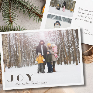 Modern Minimalist Vintage Joy religious Photo Holiday Card