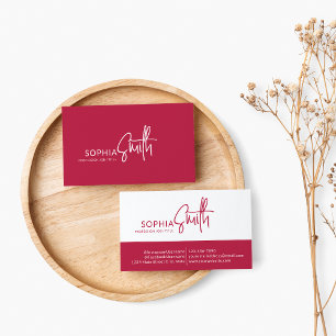 Modern Minimalist Viva Magenta Stylish Script Business Card