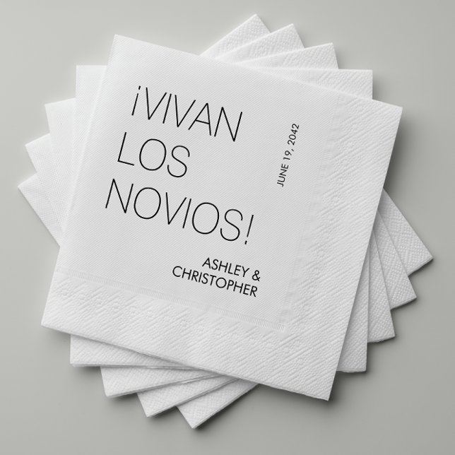 Modern Minimalist "Vivan Los Novas" Wedding Napkin (Creator Uploaded)