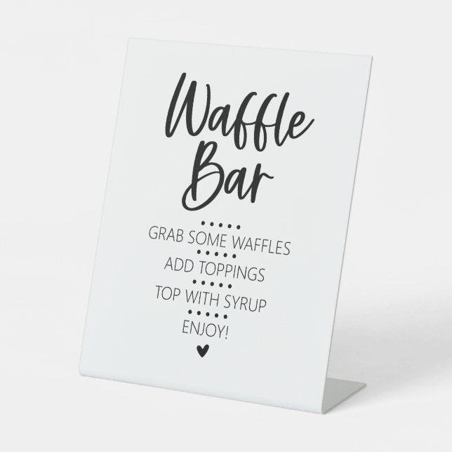 Modern Minimalist Waffle Bar Brunch Pedestal Sign (Front)