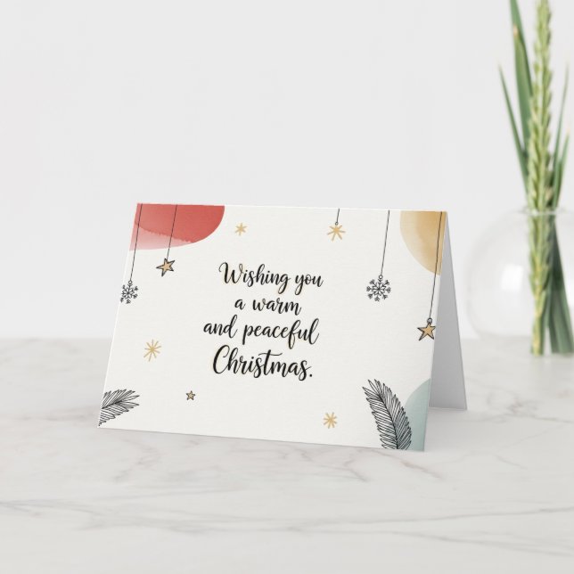 Modern Minimalist Warm and Peaceful Christmas Art Holiday Card (Front)
