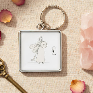 Modern Minimalist Warrior Mum Line Art  Key Ring