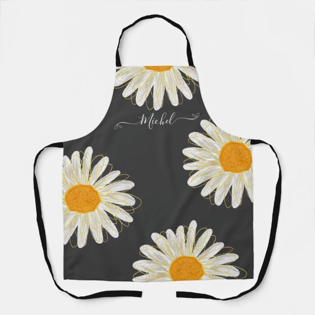 Modern Minimalist Watercolol Chamomiles  Apron (Front)
