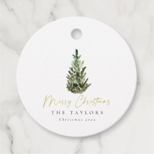 Modern Minimalist Watercolor Christmas Tree Favour Tags