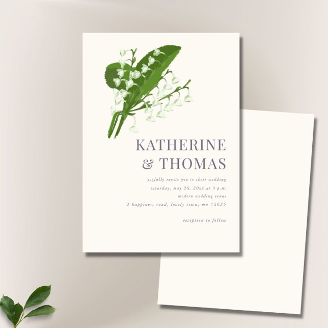 Modern Minimalist Watercolor Lily Valley Wedding Invitation (Creator Uploaded)