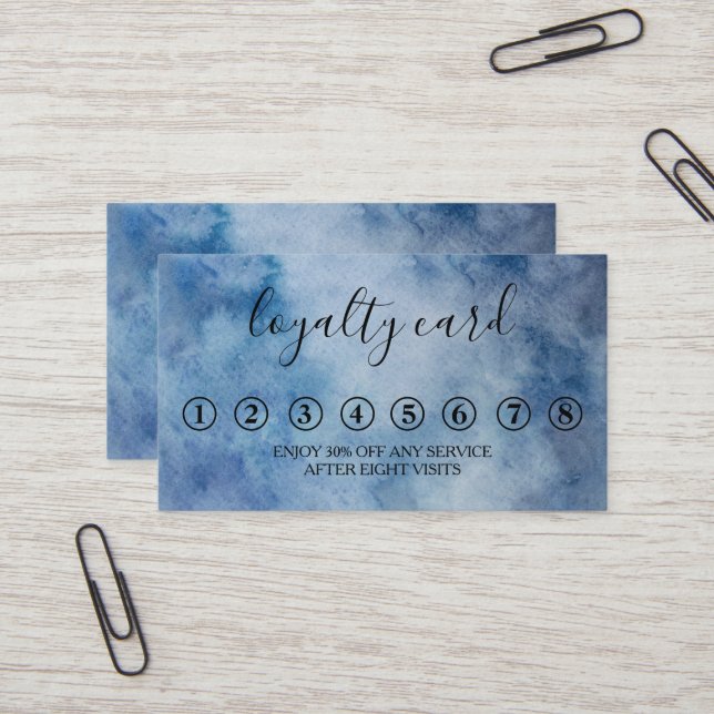 Modern Minimalist Watercolor Loyalty Card (Front/Back In Situ)