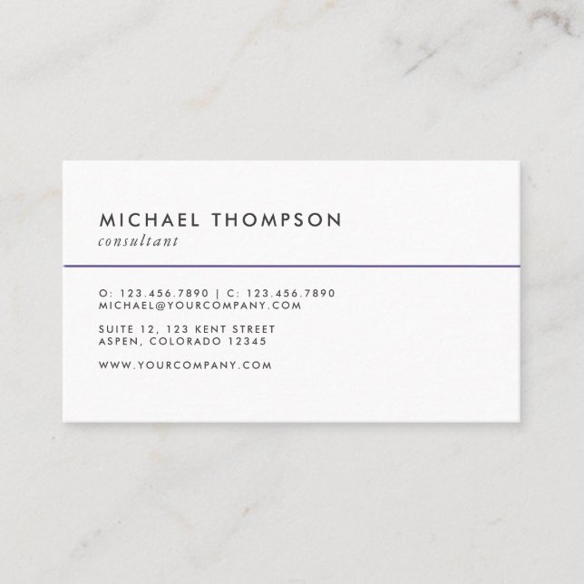 Modern minimalist watercolor ultra violet business card (Front)