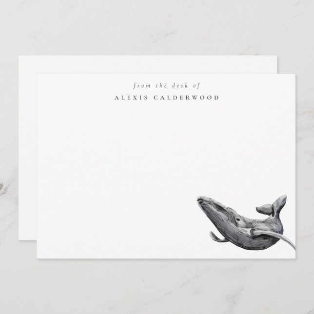 Modern Minimalist Watercolor Whale Personalised Card (Front/Back)