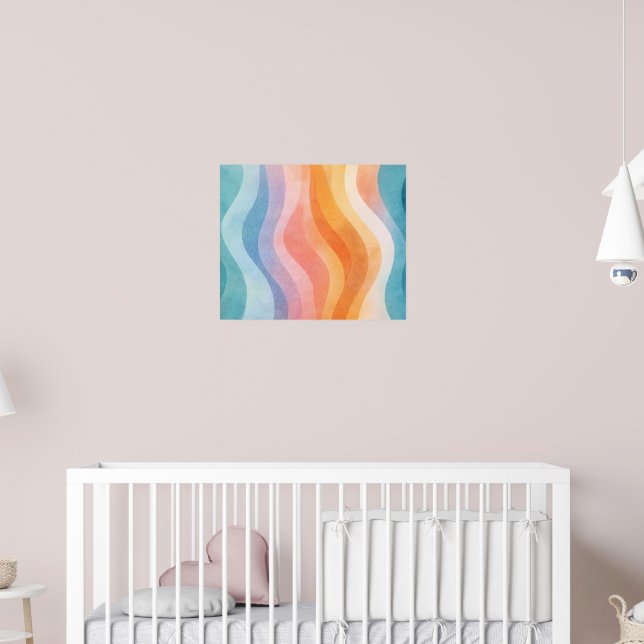 Modern Minimalist Wave Poster • Neutral Abstract (Nursery 2)