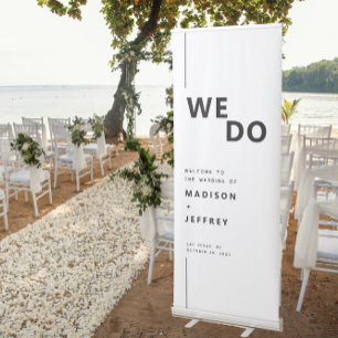 Modern Minimalist We Do Welcome Wedding Retractable Banner