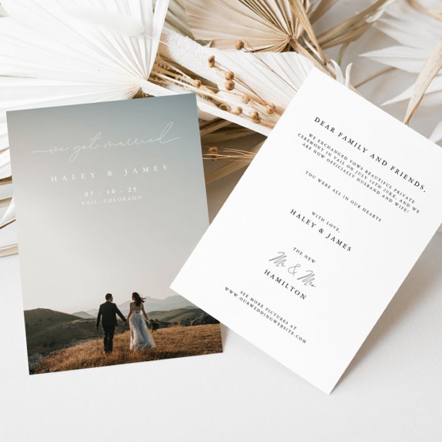 Modern Minimalist We Got Married Photo Wedding  An Announcement (Creator Uploaded)