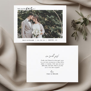 Modern Minimalist We Said Yes Photo Wedding Announcement