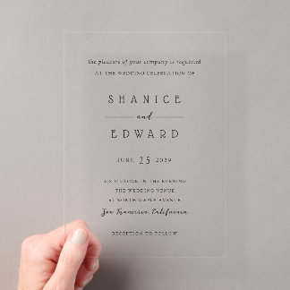 Modern Minimalist Wedding Acrylic Invitations