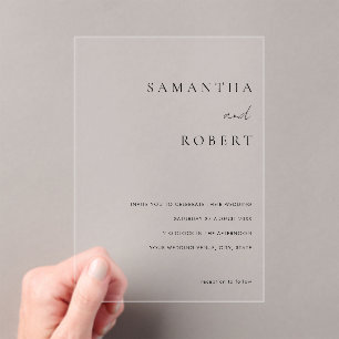 Modern Minimalist Wedding Acrylic Invitations