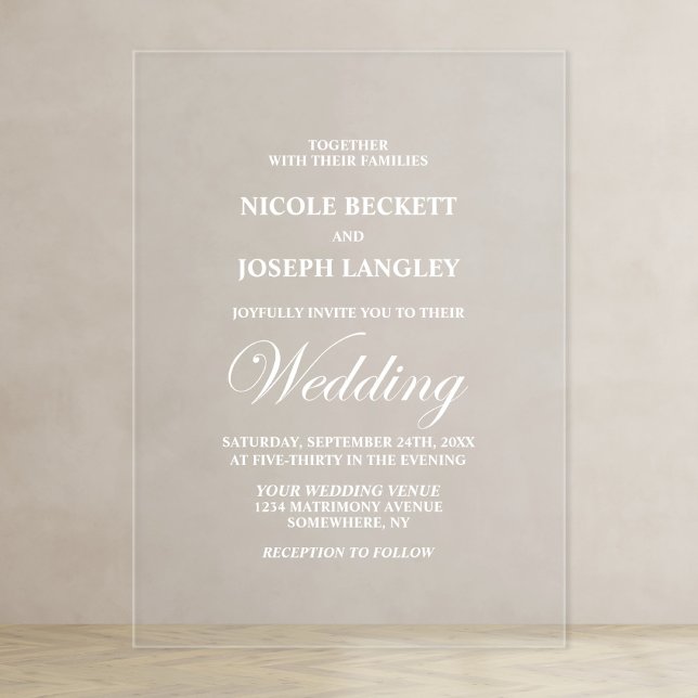Modern Minimalist Wedding Acrylic Invitations (Creator Uploaded)