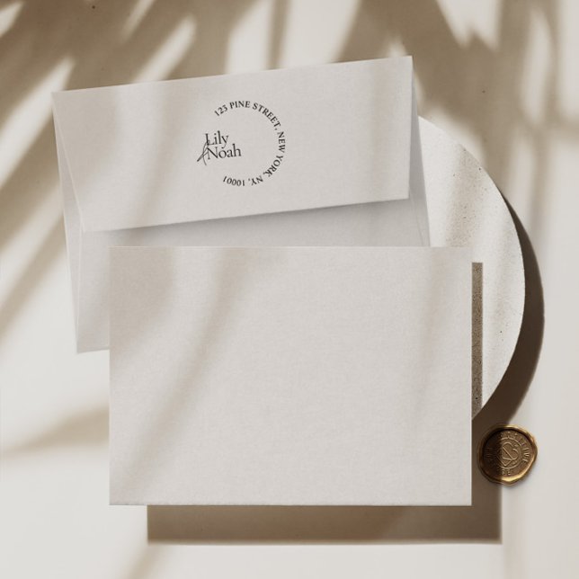 Modern Minimalist Wedding Address Round Self-inking Stamp (Creator Uploaded)