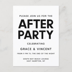 Modern minimalist wedding after party invitation postcard