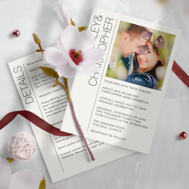 Modern Minimalist Wedding All-in-One Photo Invitation (Creator Uploaded)