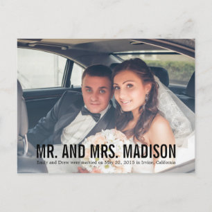 Modern Minimalist Wedding Announcement - Black Postcard
