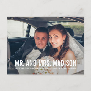 Modern Minimalist Wedding Announcement Elopement Postcard