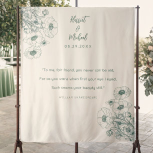 Modern Minimalist Wedding Backdrop Floral Quote Tapestry