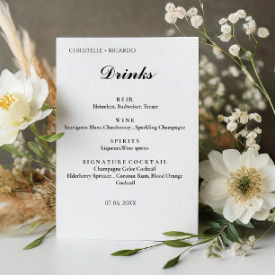 Modern Minimalist wedding bar menu,drink wedding Pedestal Sign