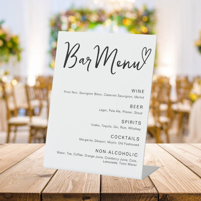 Modern Minimalist Wedding Bar Menu Pedestal Sign (Creator Uploaded)