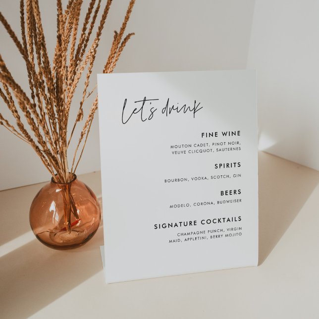Modern Minimalist wedding Bar menu Pedestal Sign (Creator Uploaded)