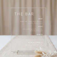 Modern Minimalist Wedding Bar Menu Table