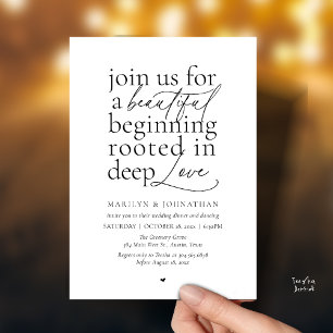 Modern Minimalist Wedding Beautiful Love Dinner Invitation