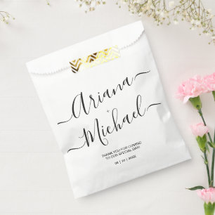 Modern Minimalist Wedding Black White Personalised Favour Bags