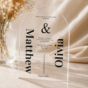 Modern Minimalist Wedding Black White Typography Acrylic Invitations