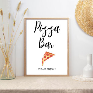 Modern Minimalist Wedding bridal shower pizza bar  Poster