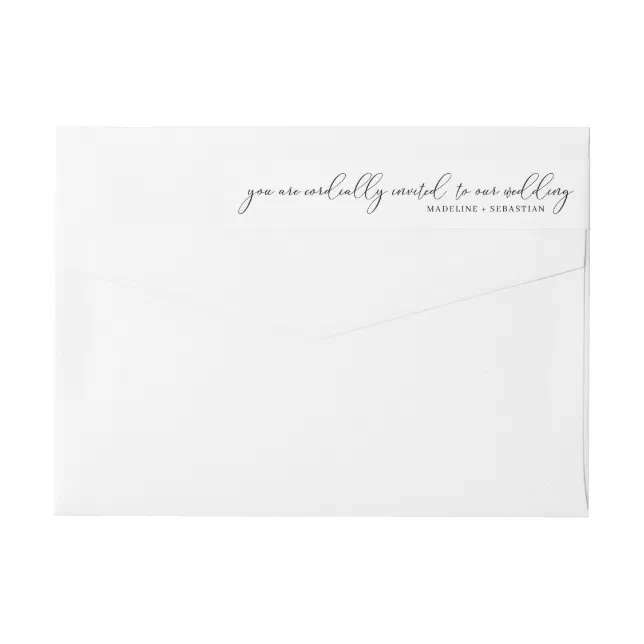 Modern Minimalist Wedding Calligraphy Script Wrap Around Label | Zazzle