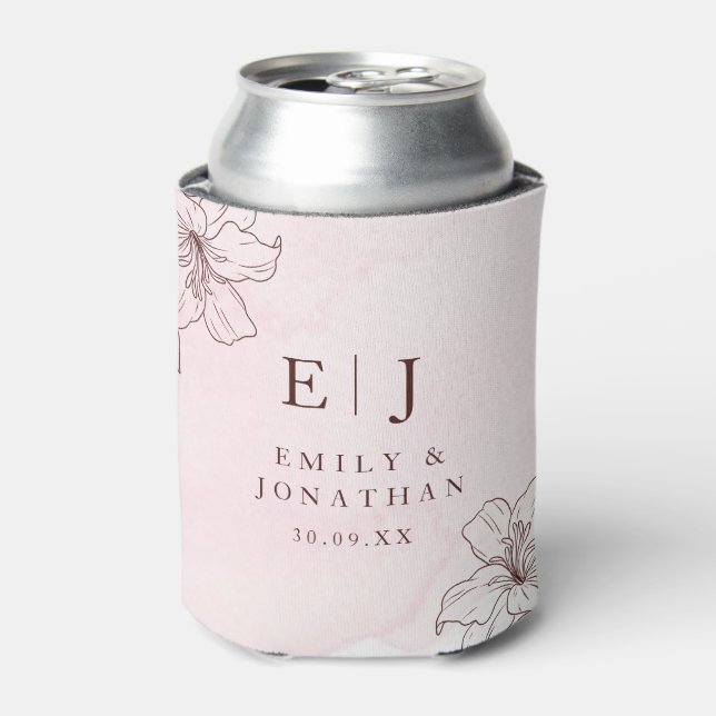 Modern Minimalist Wedding Can Cooler (Can Front)