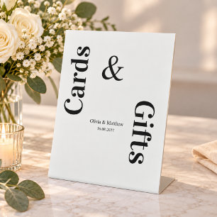 Modern Minimalist Wedding Card and Gift Tabletop  Pedestal Sign