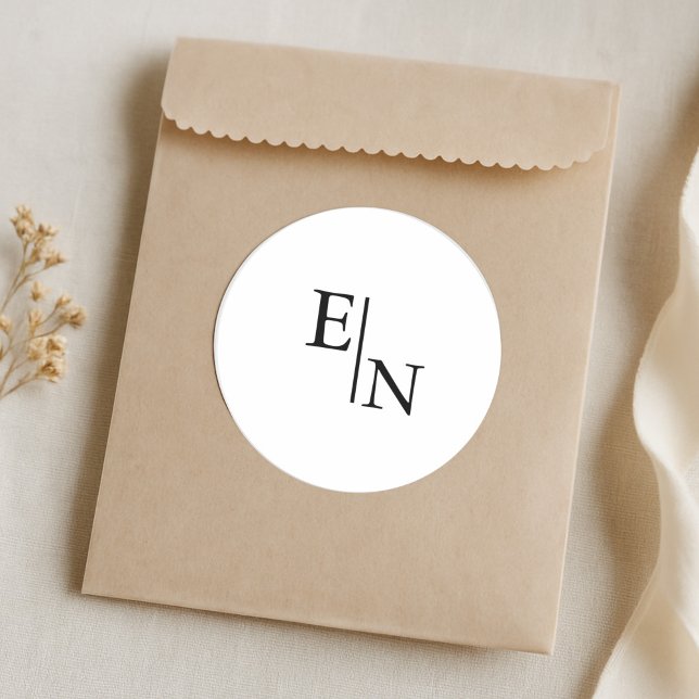 Modern Minimalist Wedding  Classic Round Sticker (Creator Uploaded)