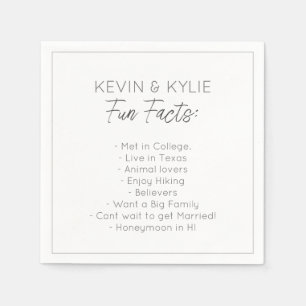 Modern Minimalist Wedding Couple Fun Facts  Napkin