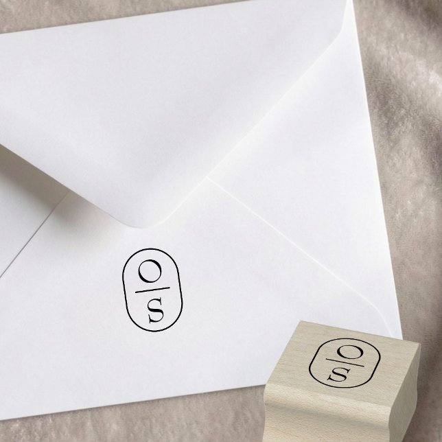 Modern Minimalist Wedding Couple Monogram Rubber Stamp (Creator Uploaded)