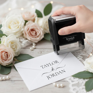Modern Minimalist Wedding Custom Name  Self-inking Stamp