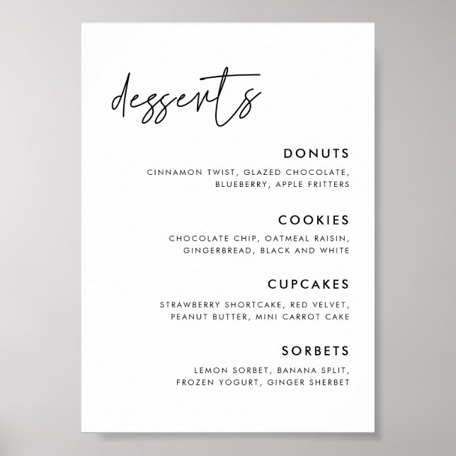 Modern Minimalist Wedding Dessert Bar sign (Front)